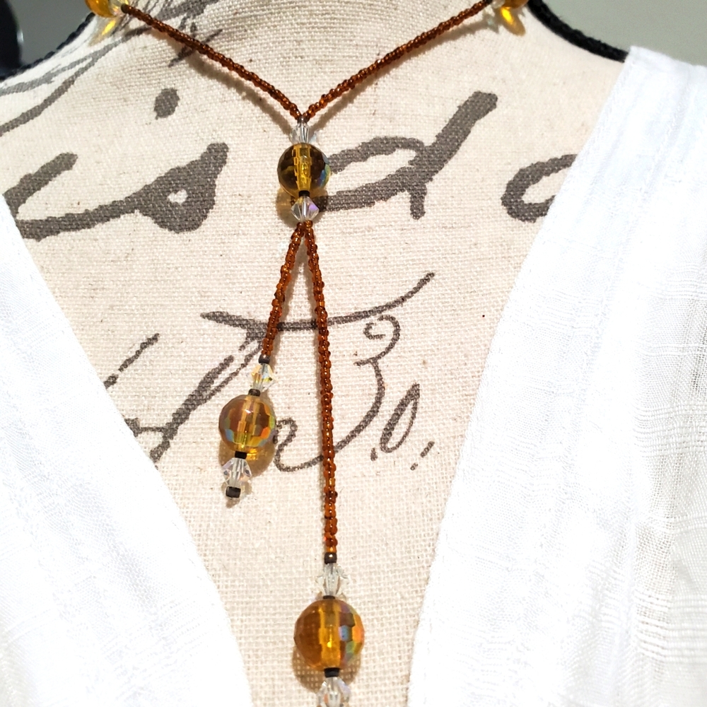 Asymmetrical crystal toggle necklace